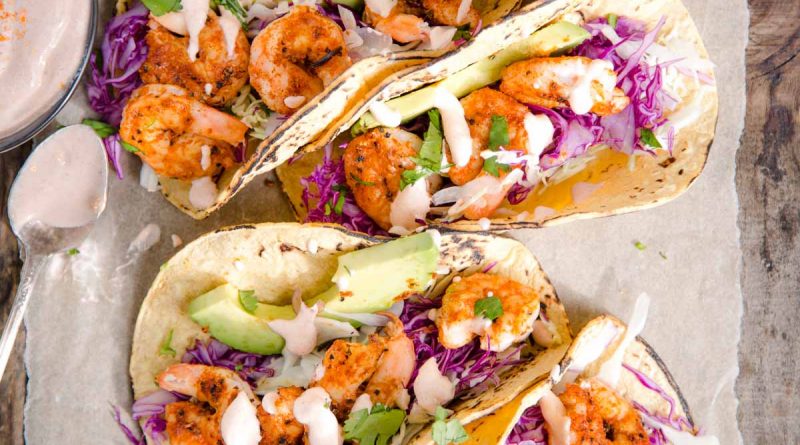 Grilled Shrimp Tacos with Lime Crema – Tannins